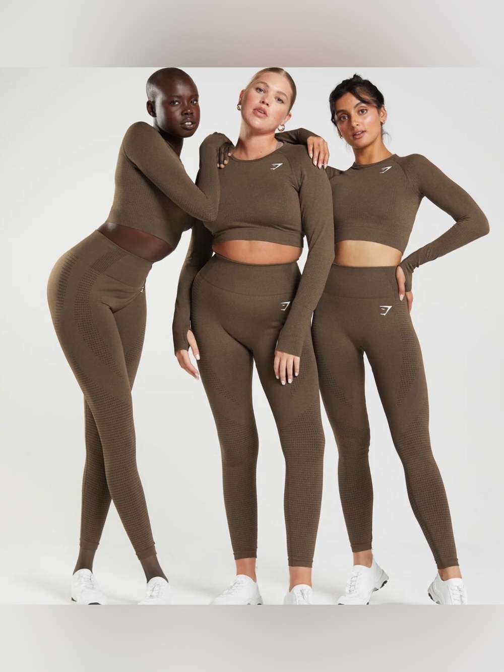 Gymshark Vital Seamless 2.0 Leggings and Crop Top in Espresso Marl - Picture 6 of 8